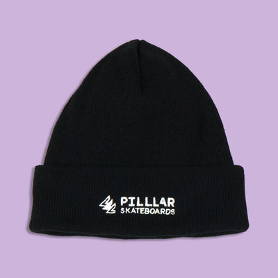 PILLLAR Logo Beanie Black - PILLLAR Skateboards
