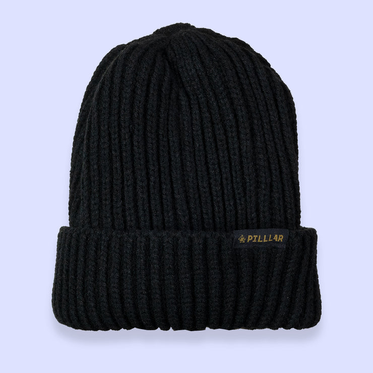 Ribbed Beanie Black - PILLLAR Skateboards