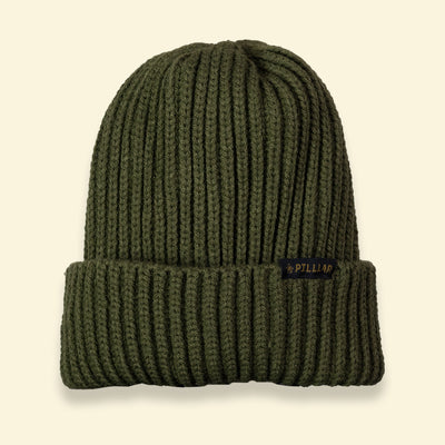 Ribbed Beanie Olive - PILLLAR Skateboards